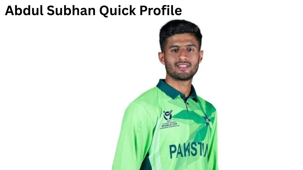 Abdul Subhan Quick Profile