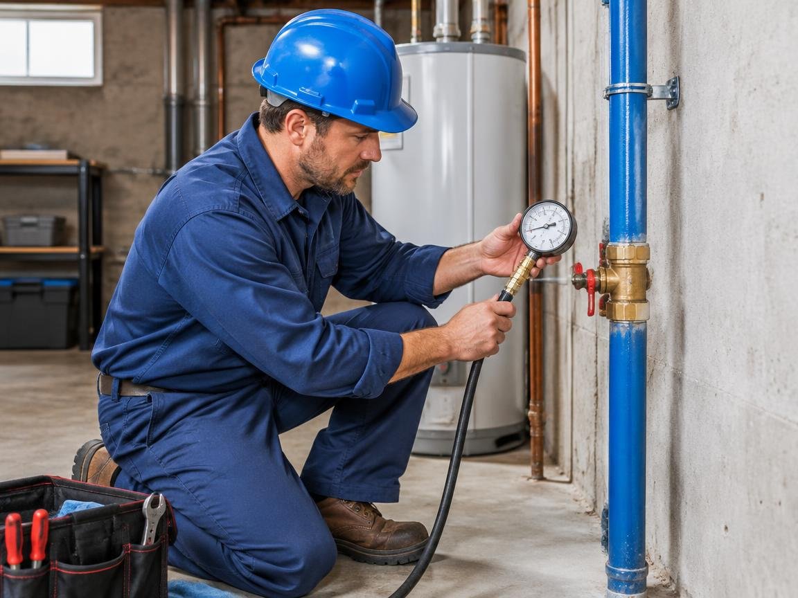 licensed specialist testing water line pressure